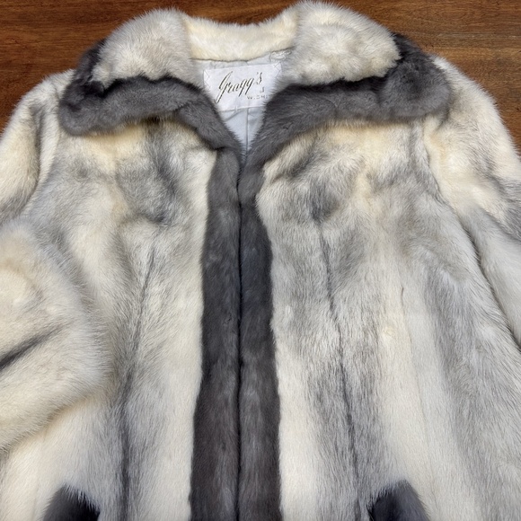 Vintage 1960's 60's White / Gray Mink Coat / Jacket / Convertible Vest S M - Picture 5 of 14